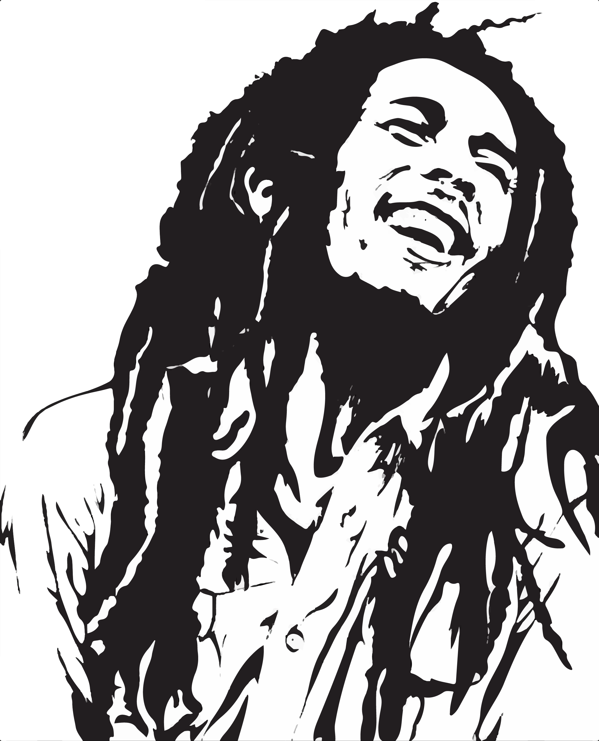 Bob Marley Reggae Png (black, white)