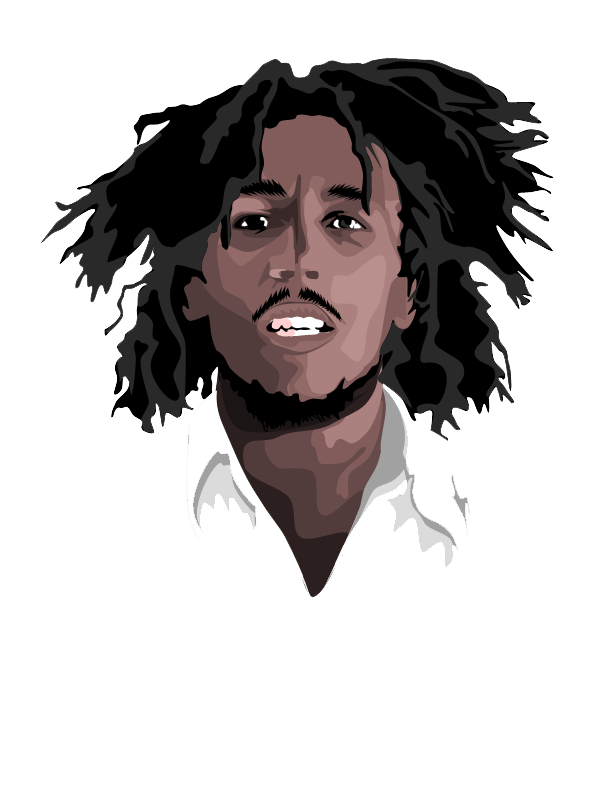 Bob Marley Transparent Background (white, black, gray, indigo)