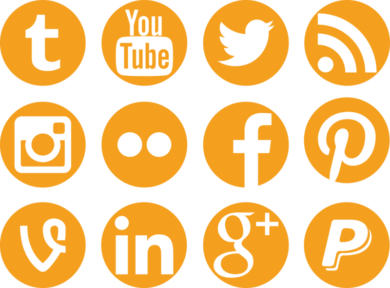 Social Icons Png Image (black, orange)