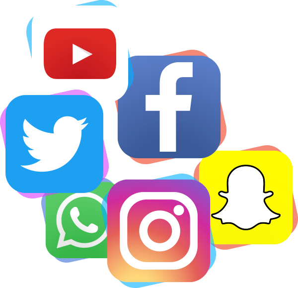 Social Media Circle Set Png Hd (red, white, black, yellow, greenish blue)