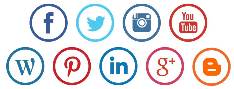 Social Media Circle Set Png Photo (black, indigo, white, gray)