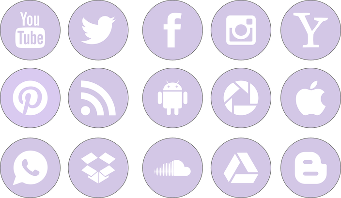 Social Media Circle Set Png Picture (black, lavender, white, plum)