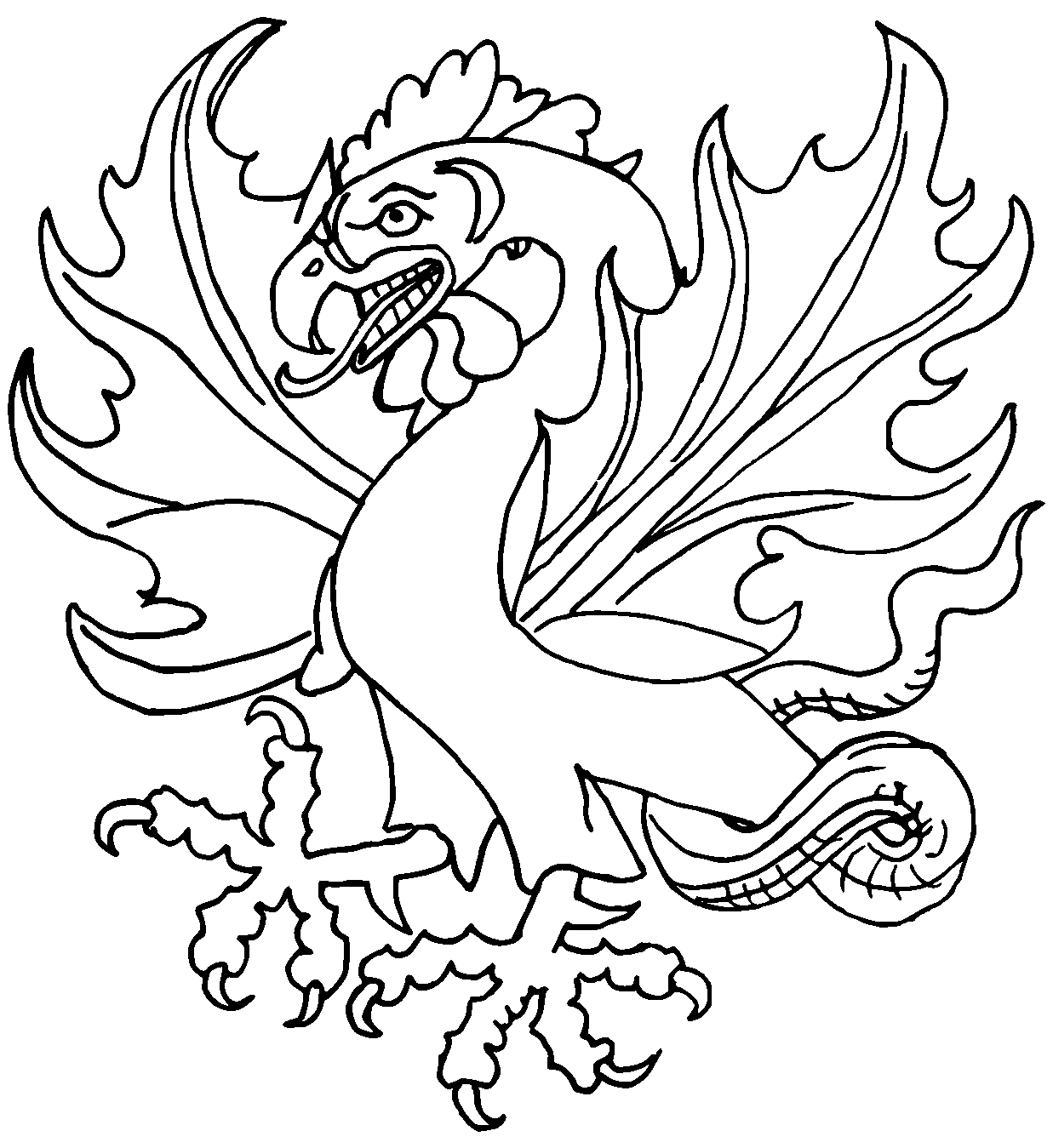 Cockatrice Dragon Png Hd (black, white)