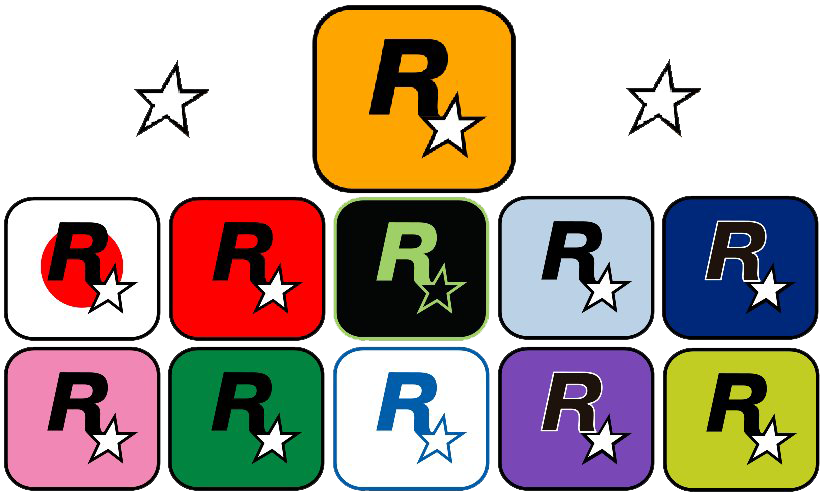 Rockstar Logo Png Transparent Image (red, navy, orange, green, white)