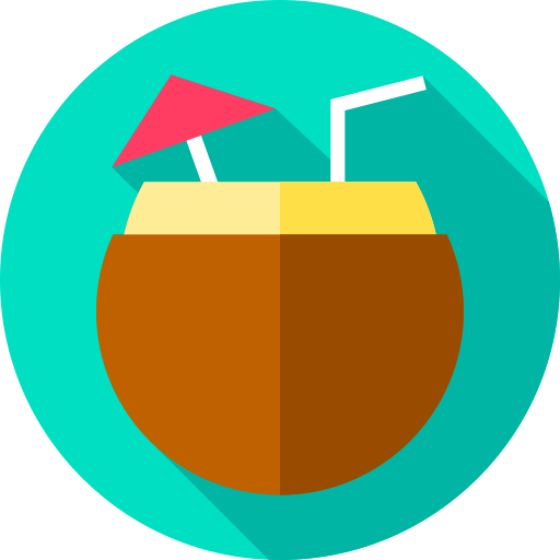 Cocktail Coconut Free Png Icon (olive, teal, black, greenish blue, chocolate)