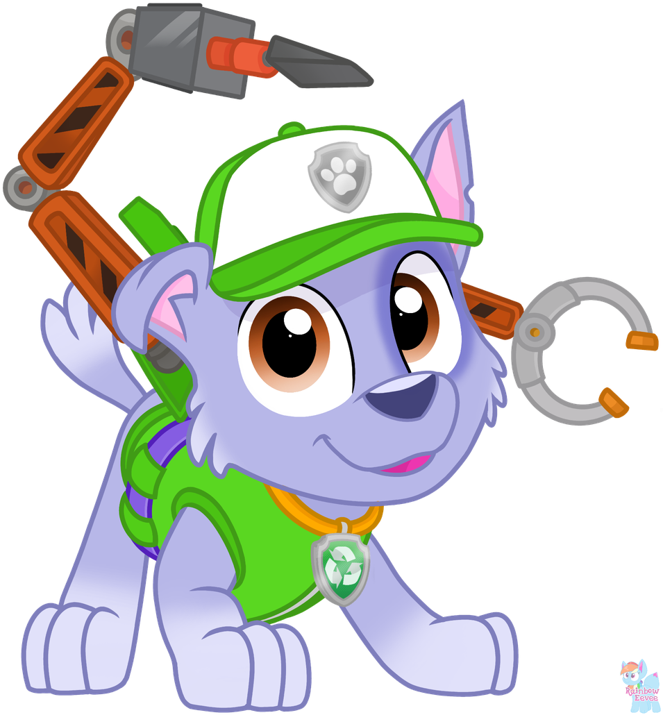 Rocky Rainbow Eevee Paw Patrol Png (lavender, white, olive, silver, black)