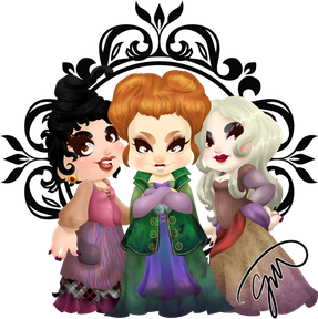 Hocus Pocus Transparent Background (black, beige, pink)