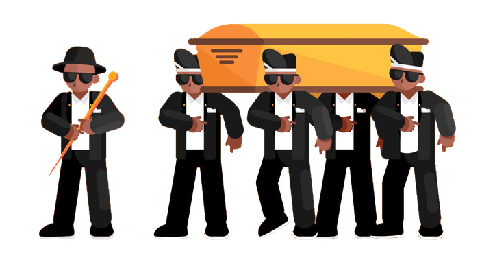 Coffin Dance Meme Png Image (olive, orange, black, white, gold)