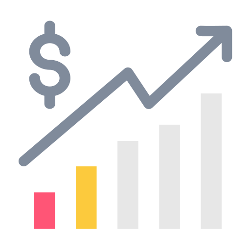 Coin Money Transaction Economy Dollar Business Finance Bar Chart Profit Icon Free Png Icon Download (salmon, black, gray, lavender, gold)