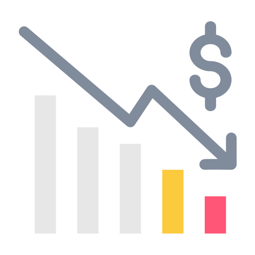 Coin Money Transaction Economy Dollar Business Finance Graph Loss Icon Free Nobackground Png Icon Download (salmon, black, gray, lavender, gold)