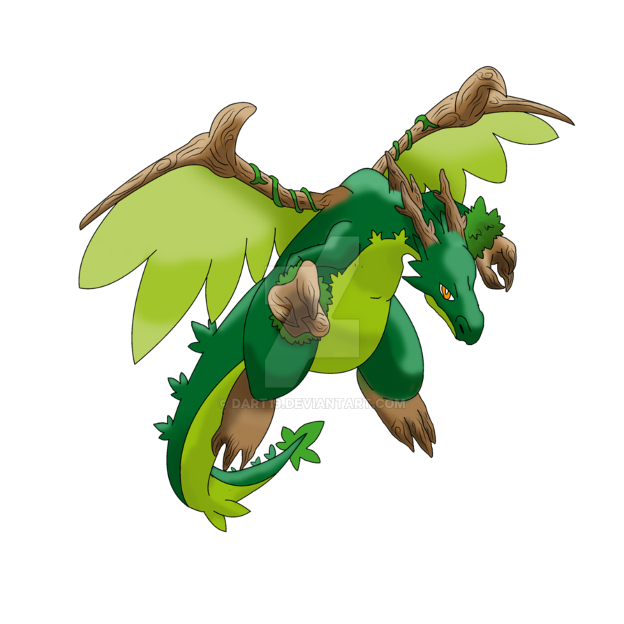 Pokemon Dragon Png File (green, black, olive, silver)