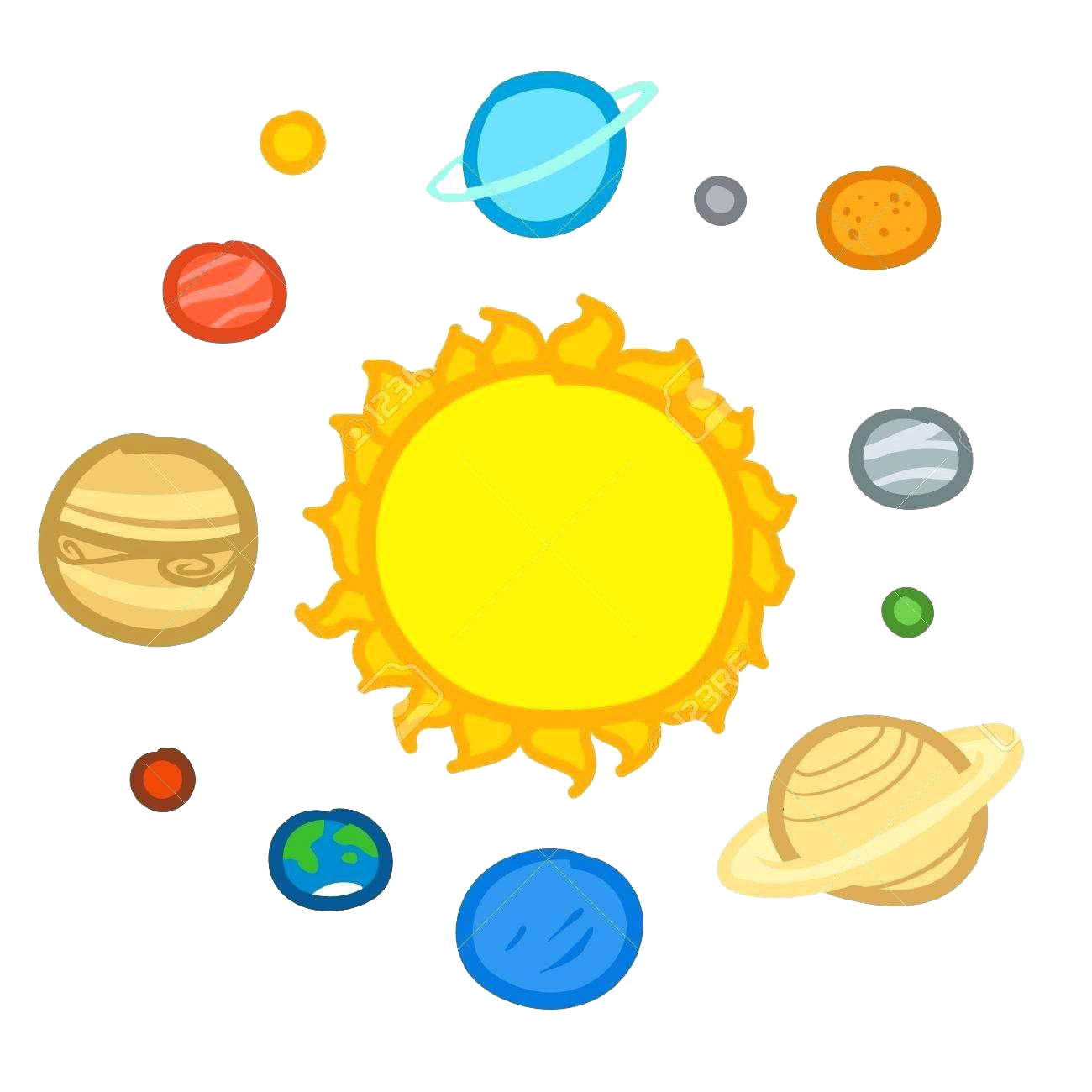 Solar System Png Pic (mint, pink, white, yellow)