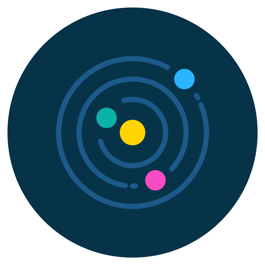 Solar System Planet (gold, teal, navy, white)