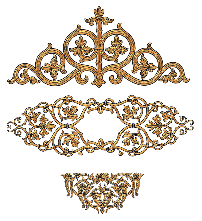 Gold Decoration Png Clipart (black)