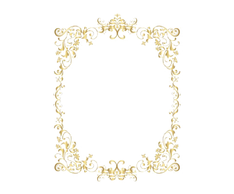 Gold Retro Decorative Frame Transparent Background (white)