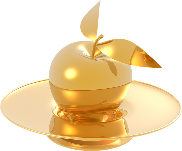 Golden Apple Png Transparent Image (black, pink, salmon)