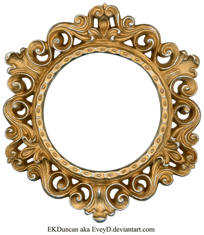 Golden Round Frame Png Photo (black)