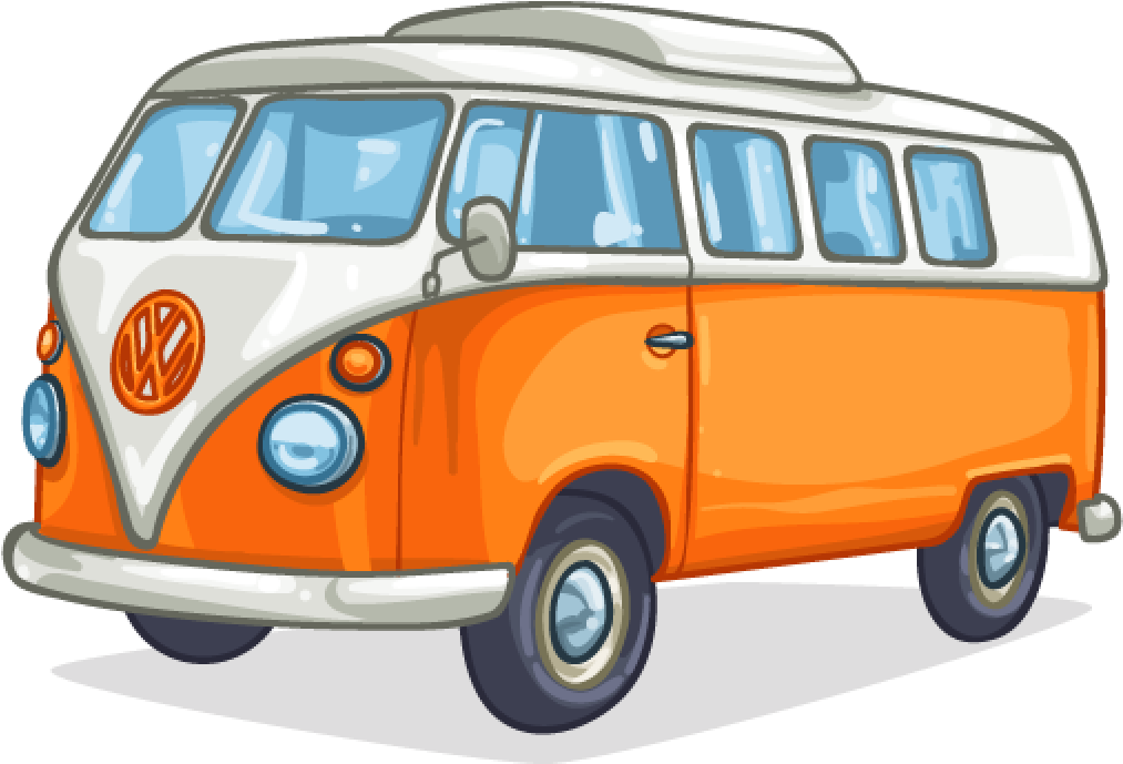 Volkswagen Bus Png Isolated Image (beige, black, chocolate, white, orange)