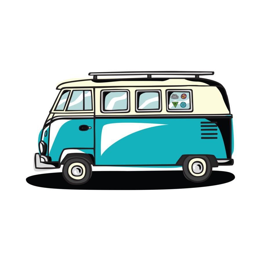 Volkswagen Bus Transparent Png (teal, black, beige, white)