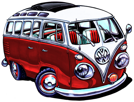 Volkswagen T1 Hippie Png Isolated File (maroon, black, white)