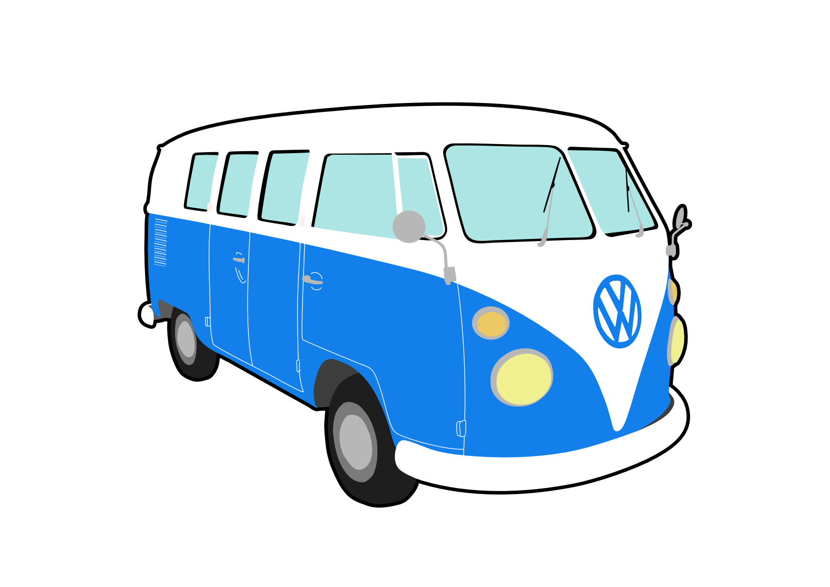 Volkswagen T1 Hippie Png Isolated Hd (teal, mint, white)