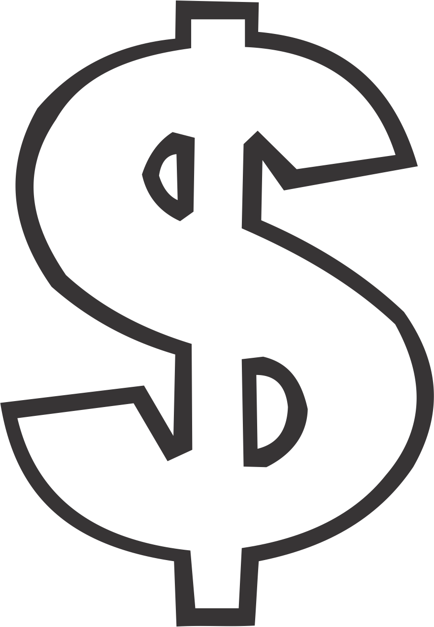 Dollar Sign Png Transparent Image (black, white)