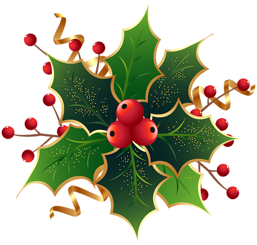 Holly Christmas Png File (black, green)