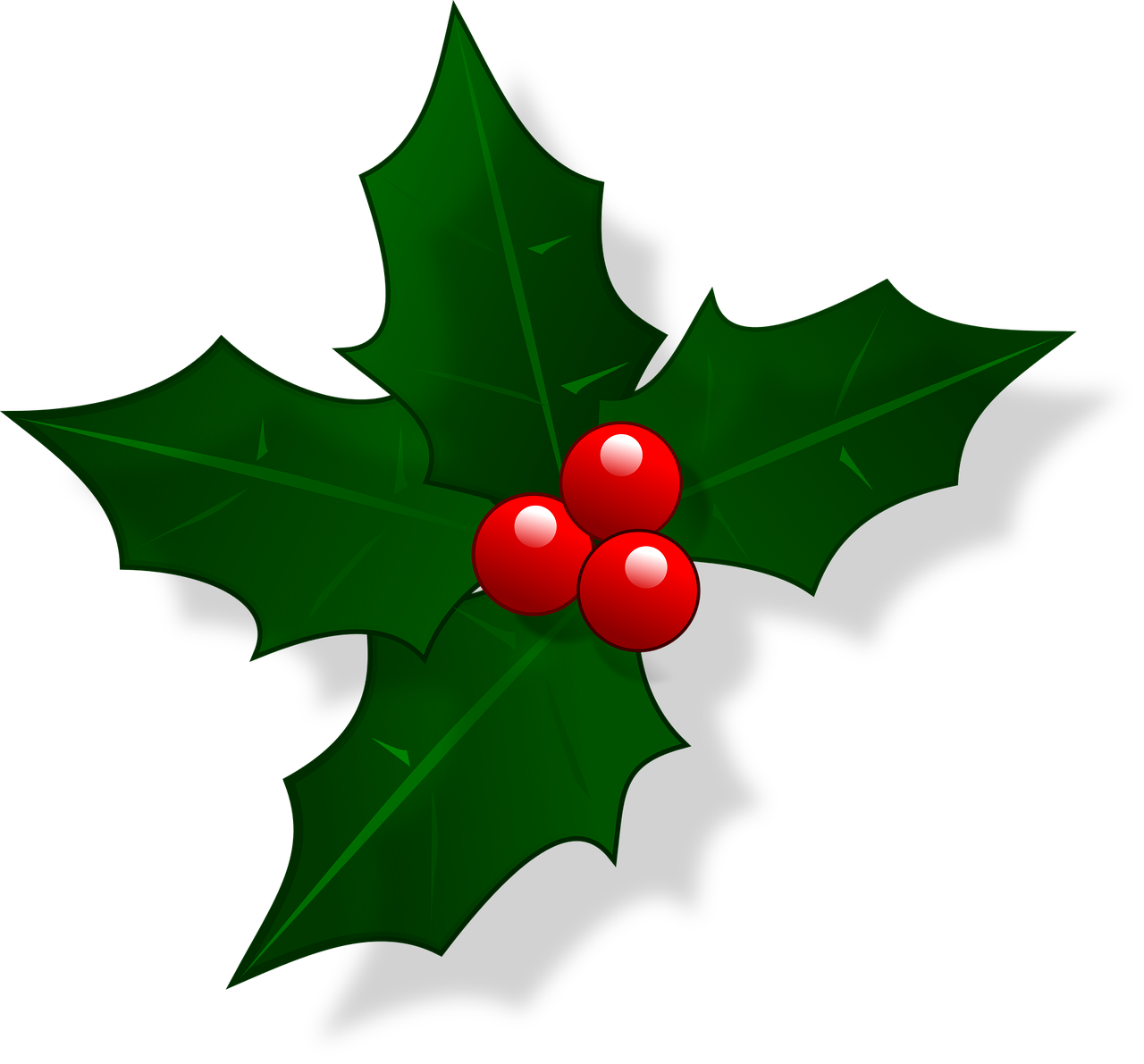 Holly Christmas Png Free Image (black, green)