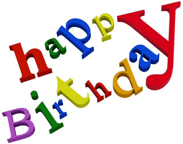 Colorful Birthday Text Png (gold, black, red)