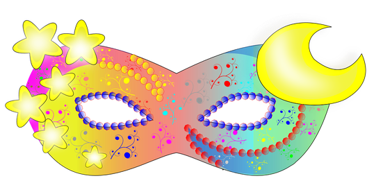 Colorful Carnival Eye Mask Transparent Background (yellow, chocolate, black, white, orange)