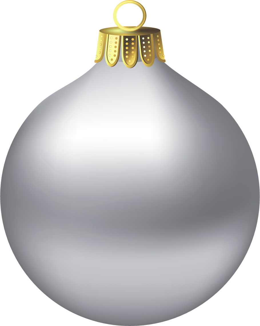 Colorful Christmas Ornaments Transparent Background (silver, gray, white)