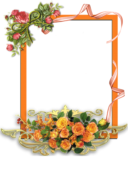 Romantic Flower Frame Png File (chocolate, olive, orange, black)