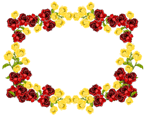 Romantic Flower Frame Png Image (gold, black)