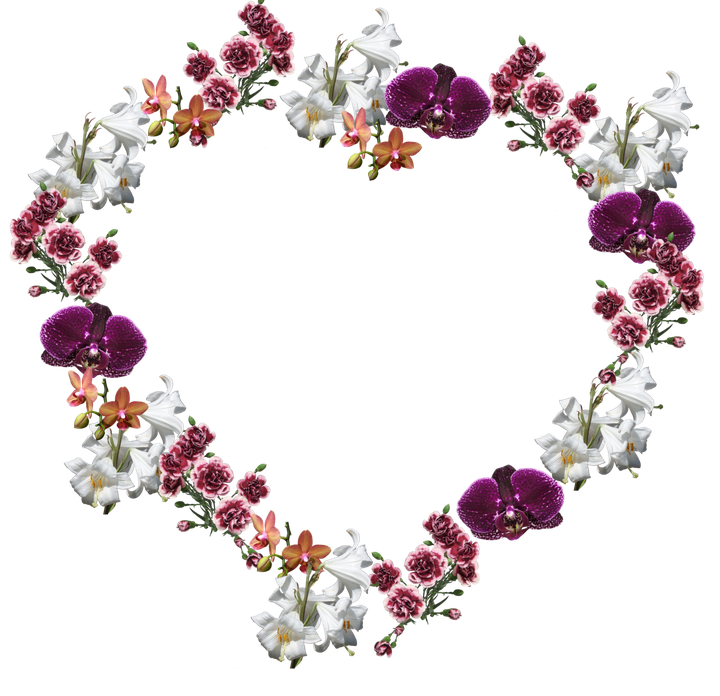 Romantic Flower Frame Transparent Background (silver, black)