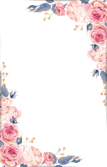 Romantic Flower Frame Transparent Png (pink, beige, black)