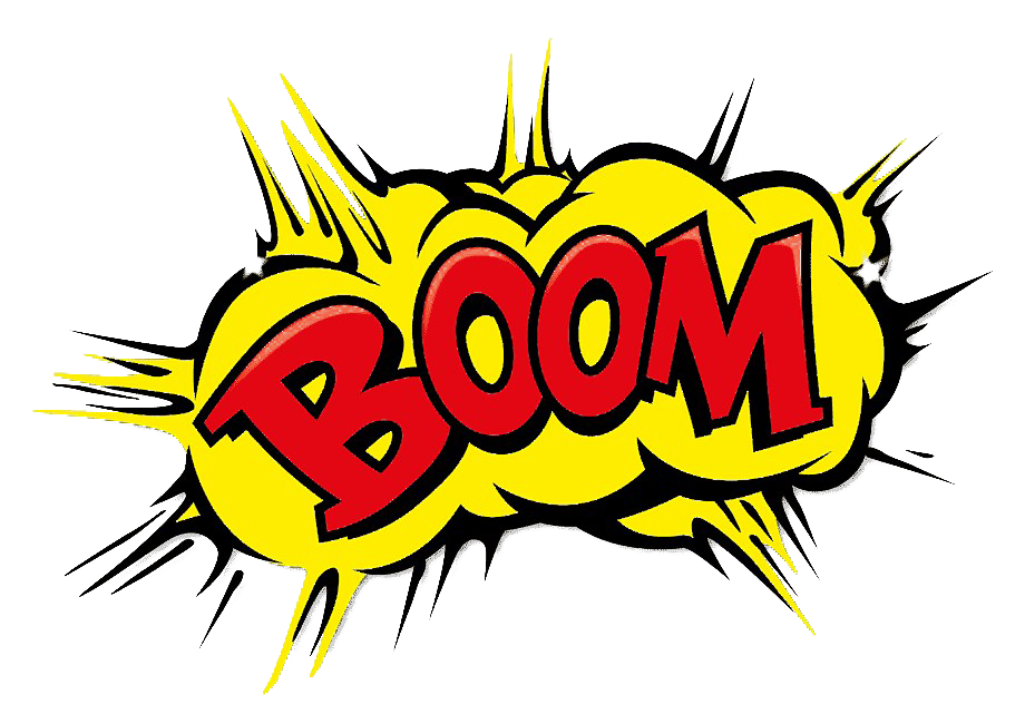 Comic Effect Boom Png Image (black, red, white, yellow)