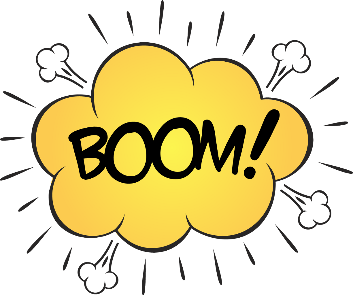 Comic Explosion Png Clipart (black, gold)