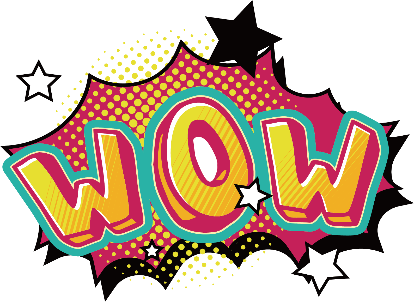 Comic Wow Png Transparent Image (purple, orange, gold, black, white)