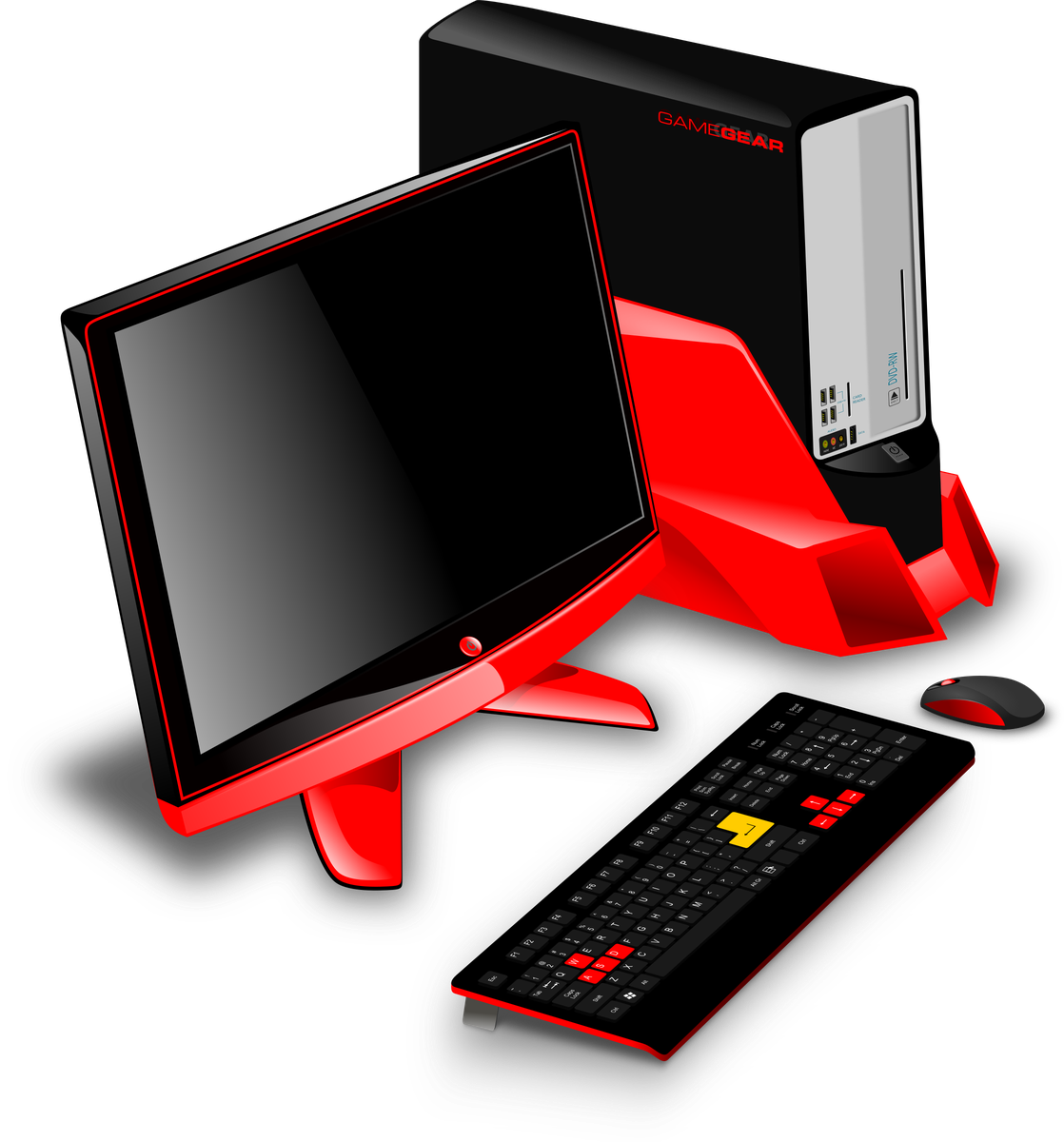 Computer Desktop Pc Png Pic (gray, black, silver, red)