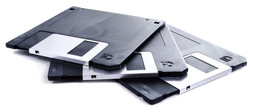 Computer Floppy Disk Transparent Png (black, gray, silver, white)