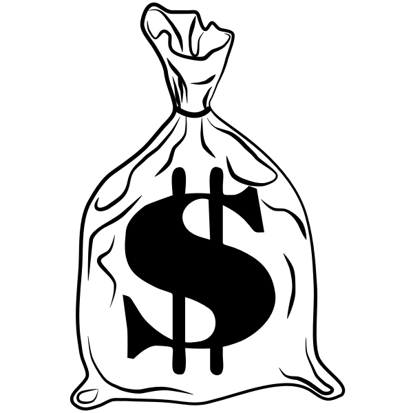 Money Bag Vector Png Free Image (black, white, silver)