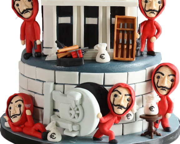 Money Heist Cake Png (white, silver, black)