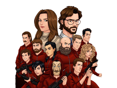 Money Heist Cast Png (maroon, black)