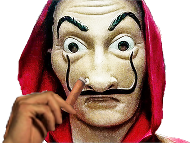 Money Heist Face Mask Png Transparent (black)