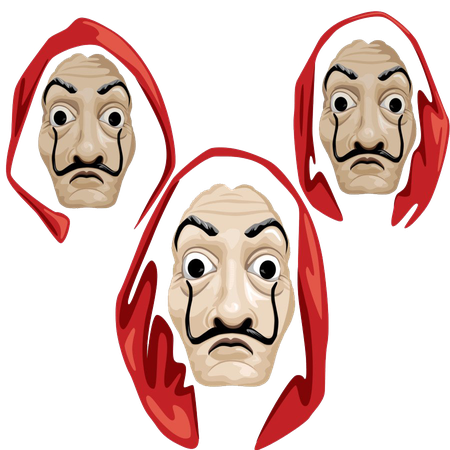 Money Heist Mask Png Image (silver, pink, chocolate, black)