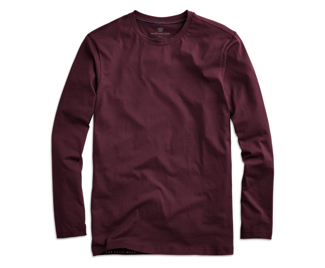 Long Sleeve Crew Neck T Shirt Png Isolated Hd (maroon, black)