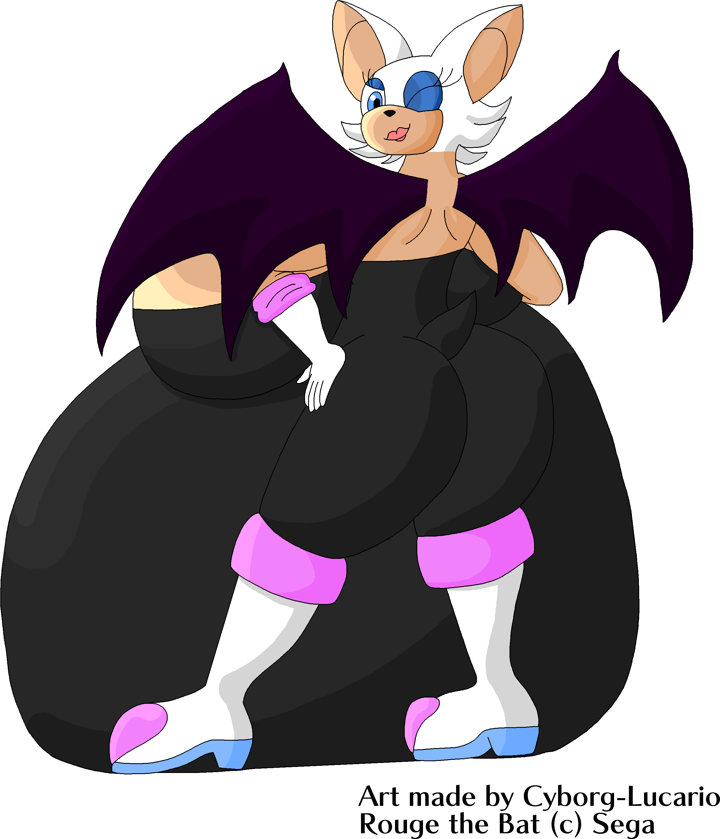 Sonic X Rouge The Bat Anime Png Clipart (black, white)