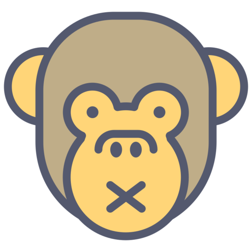 Monkey Silent Free Png Icon Download (pink, salmon, black, silver, gray)