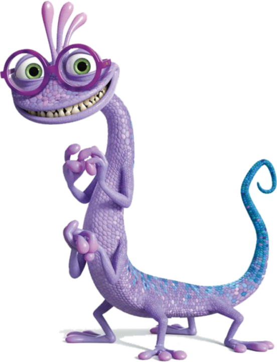 Monsters Inc Purple Lizard Transparent Background (black, silver)