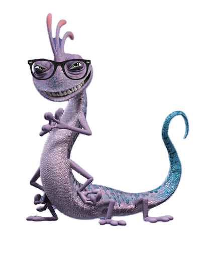 Monsters Inc Purple Lizard With Glasses Png Image Background (black)